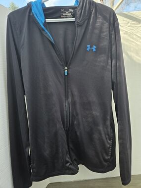 Under Armour Black Zip Hoodie with Blue Accents